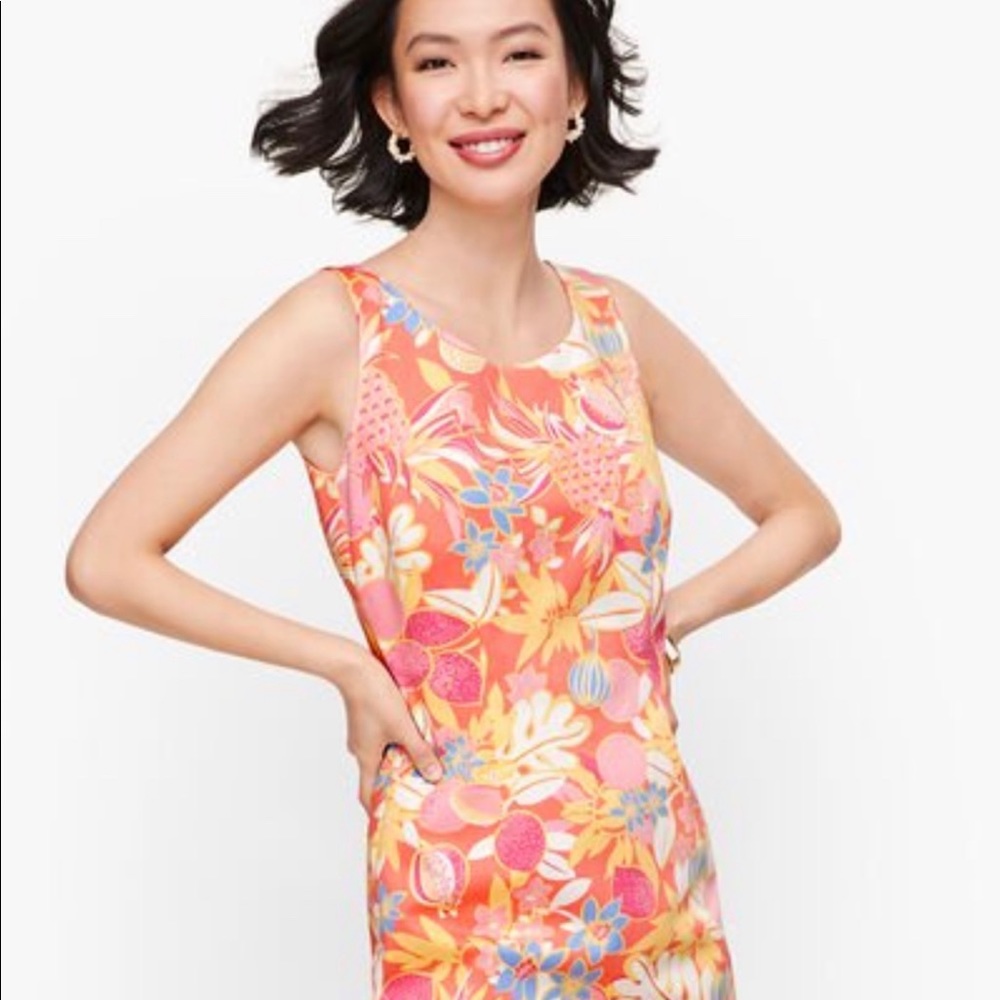 Talbots Floral Sleeveless Midi Dress - Orange and Pink